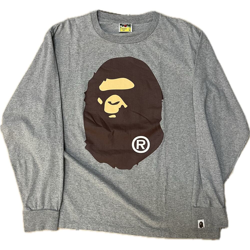 Bape ‘Long Sleeve Bape Head Tee’ (Grey)